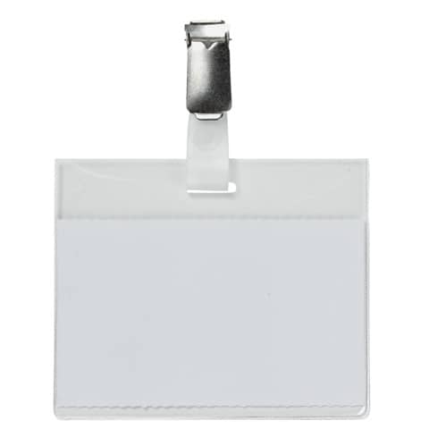 Portabadge Q-Connect plastica 90x60 mm con clip Visitor badge apertura superiore - conf. da 25 - KF01560